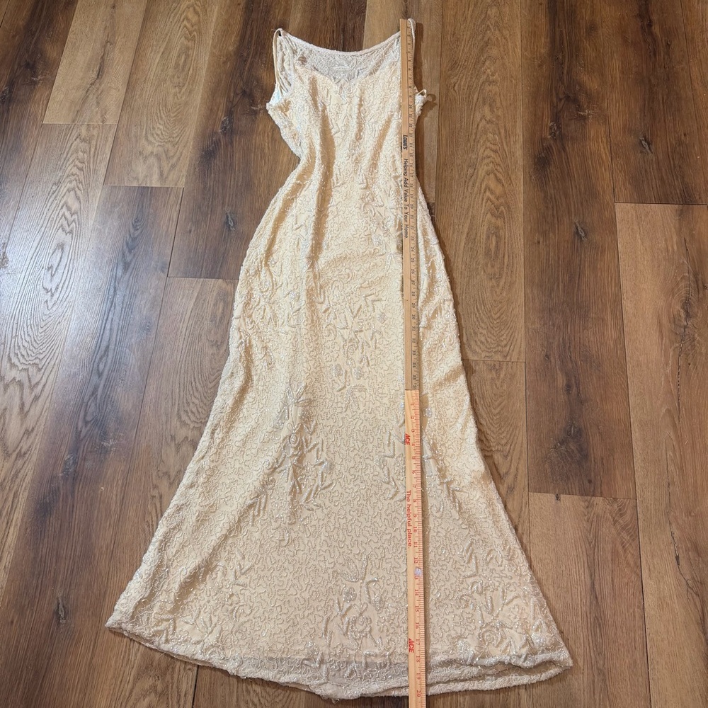Vintage 100% Silk Beaded Dress Vintage Beaded Dress Vintage Wedding Dress Prom - Picture 9 of 17